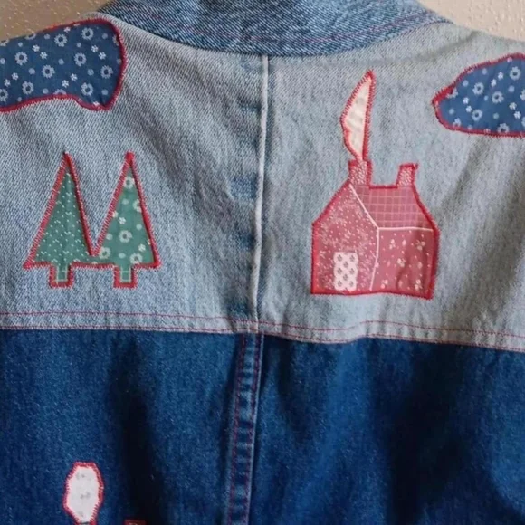 Vintage Patched Applique Sweatshirt Jacket, House Patch, Streetwear Ooak Grunge - Picture 6 of 9